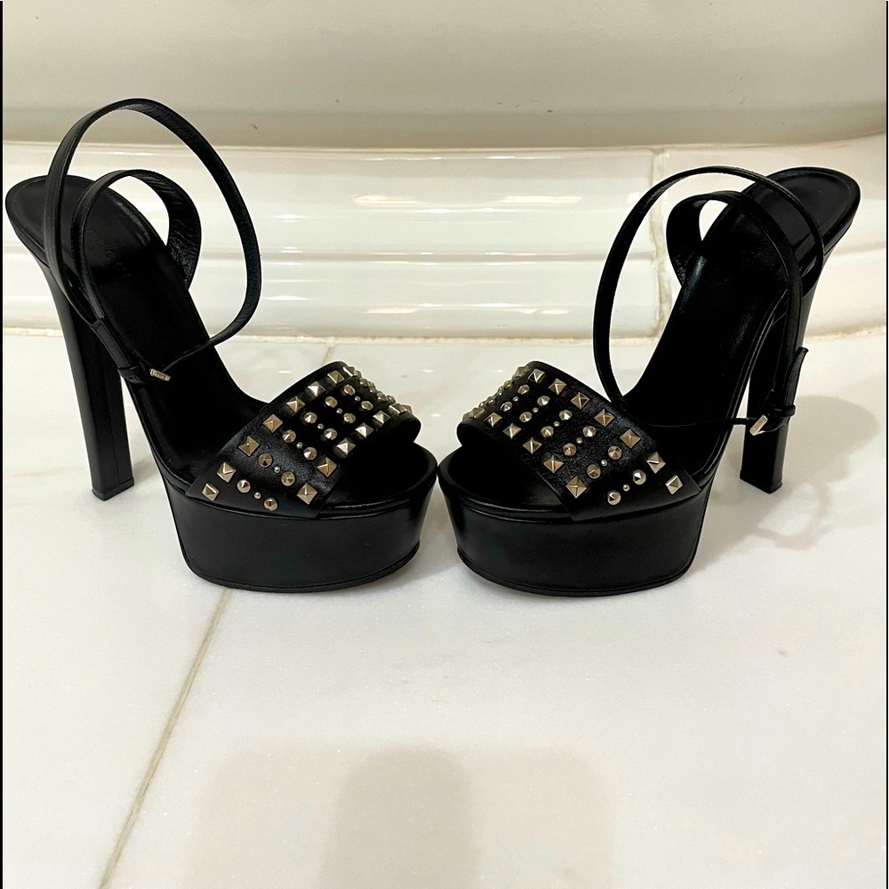 Gucci studded ankle wrap stilettos